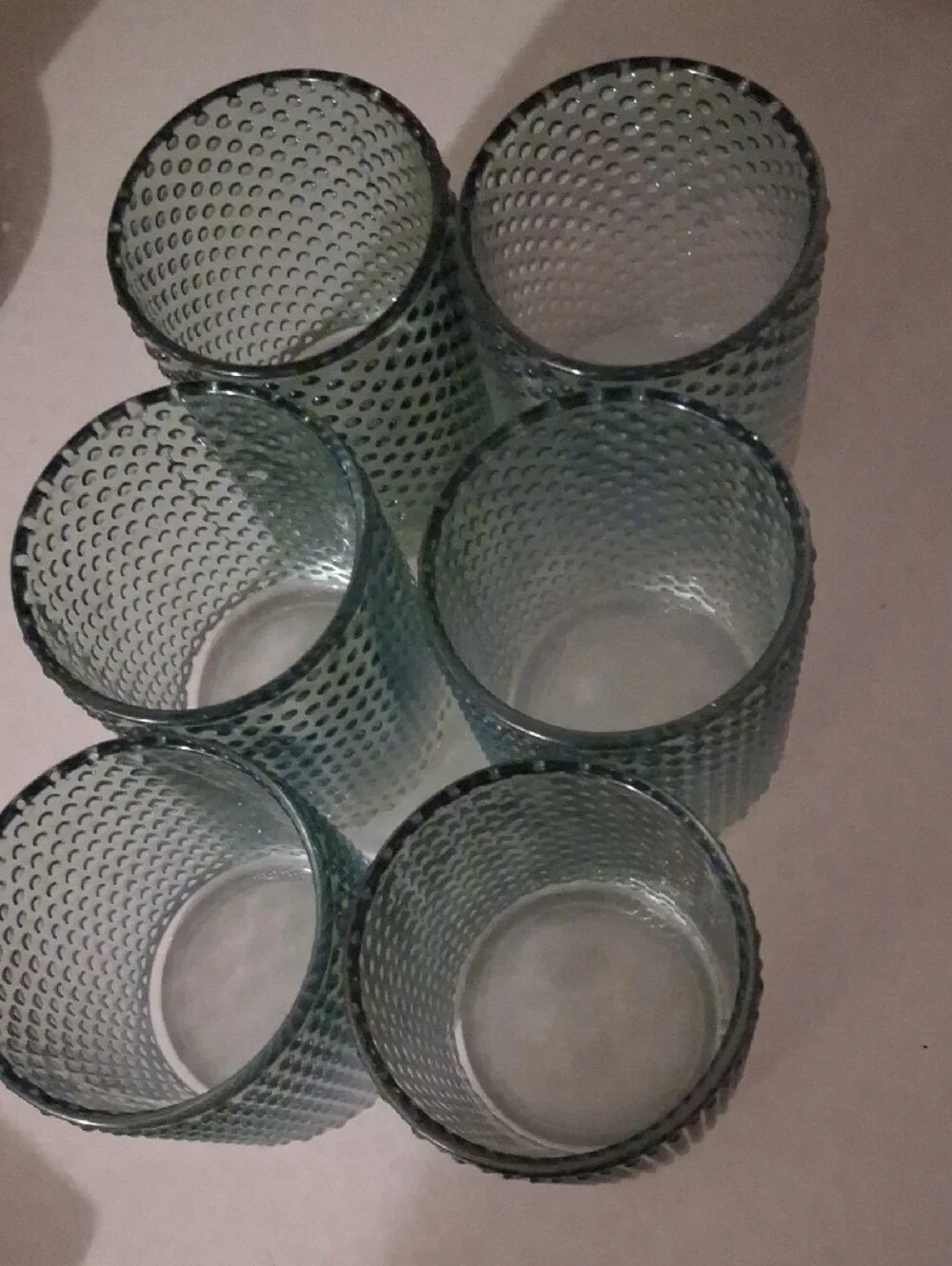 Set of 6 Textured Green Glass Tumblers - Home Accents